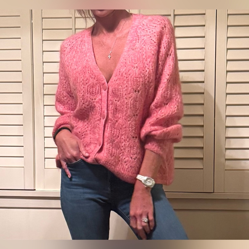 Sezane super kid mohair cardigan sweater S-M